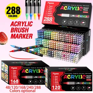 Acrylic Paint Soft Brush Markers Set, Soft Brush Tip, Automatic Ink Control, Paint Markers for Wood, Stone, Canvas, Glass, Fabric, DIY Crafts, Acrylic Marker Pen