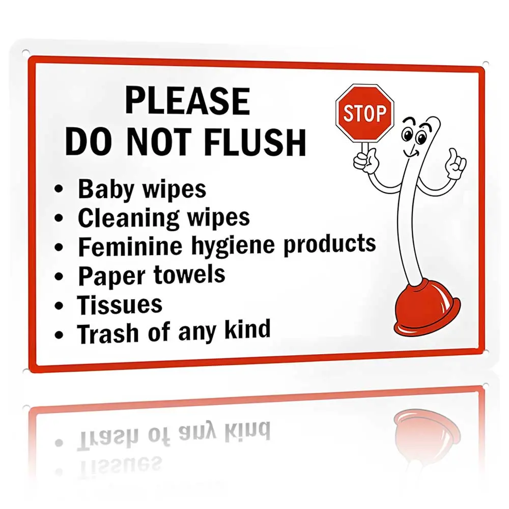 Bathroom Plumbing Metal Sign 12x8 In – "Please Do Not Flush" Rustproof Aluminum Wall Art for Restrooms Signage Hygiene