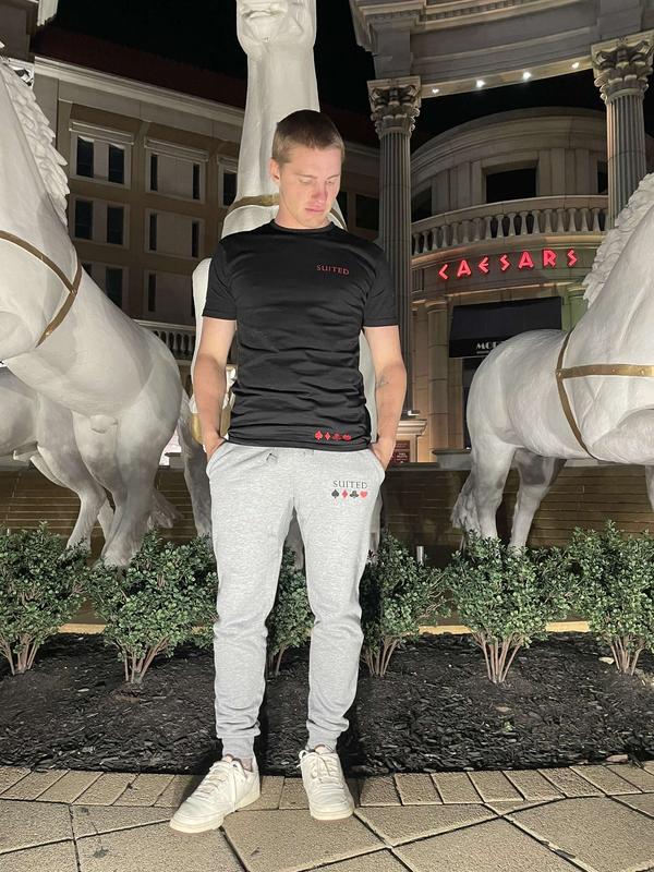 Suited Apparel Grey Sweatpants - Casual Fitted, Embroidered and Screen Printed - Fleece Material