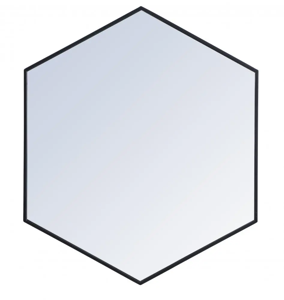 Elegant Decor MR4538BK 38 in. Hanging Black Metal Frame Hexagon Glass Mirror, 37.125 x 31.25 x 0.16 in.