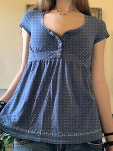 women's polka dot print  tee, casual  short sleeve t-shirt for summer, ladies clothes for daily wear, top