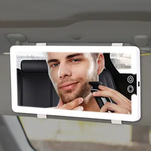 Car Sun Visor Vanity Mirror with 60 LED Lights - 3 Lighting Modes & Stepless Dimmable, Universal Clip-on Car Makeup Mirror, Built-in Rechargeable Battery, Smart Touch Control Portable Travel Mirror