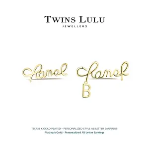 TwinsLuLu TSL738-6 Personalized AB Letter Earringselegant personal design Female Fashion Accessories Daily wearing jewelry For Evening Party Brithday Anniversary gift