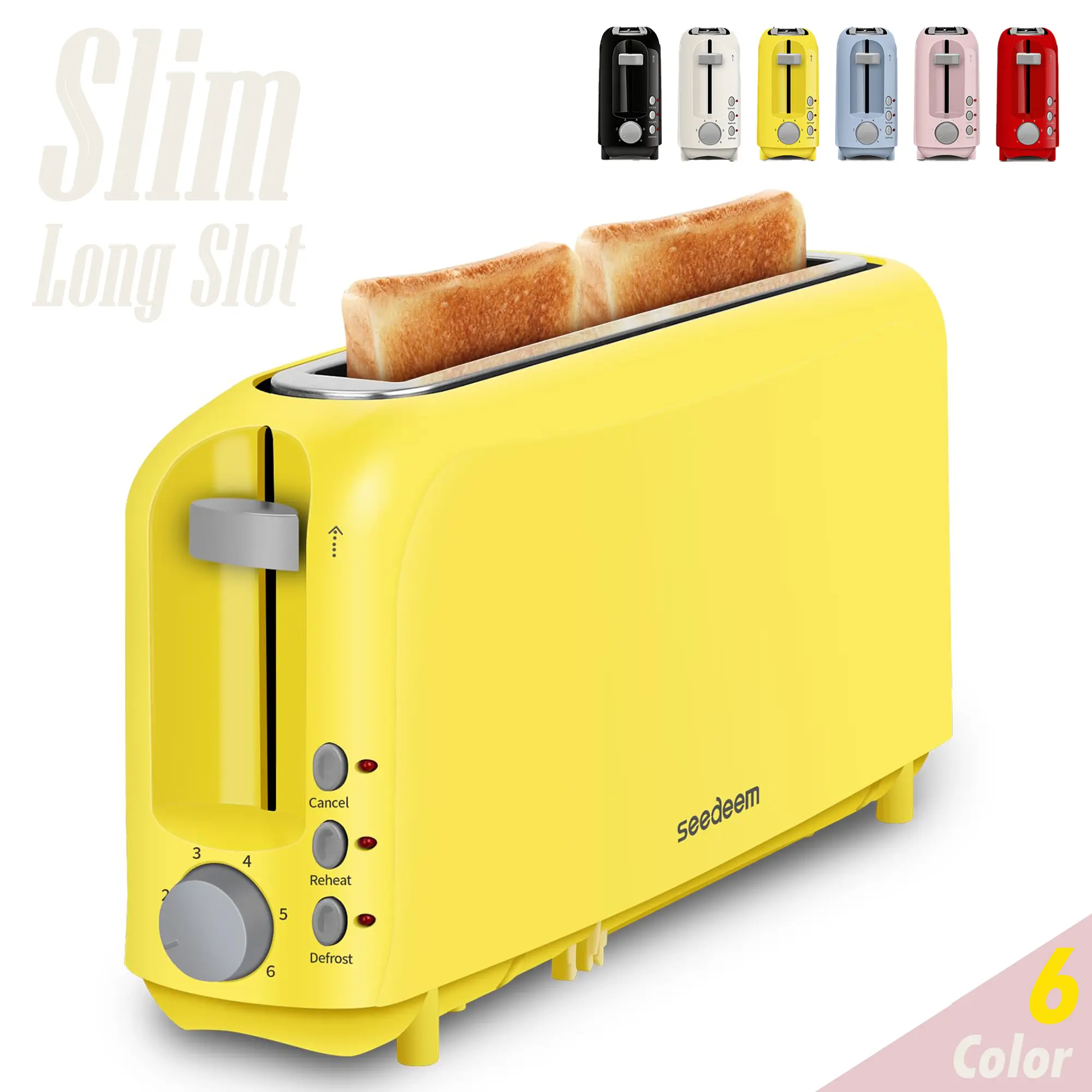 2 Slice Slim Toaster, Single 10" Long Slot Toaster Fits Bagels & Artisan Bread, 6 Shade Settings, Cancel/Reheat/Defrost, Removable Crumb Tray, Auto Shut-Off,