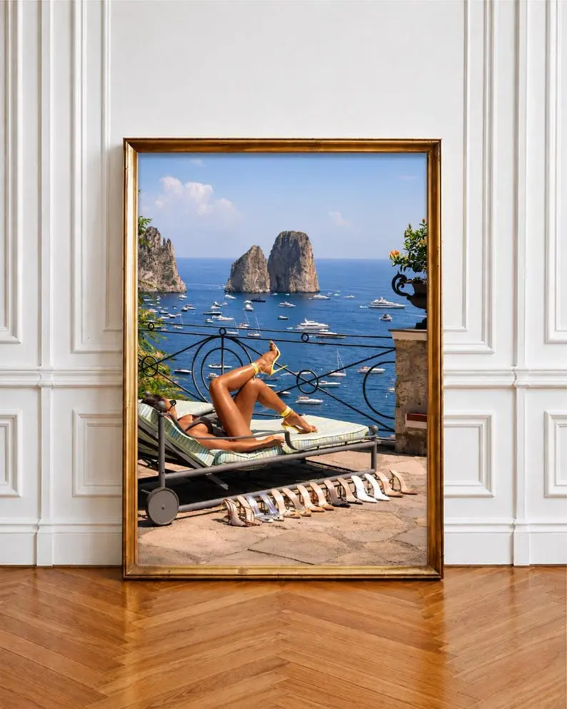 Capri Italy Poster, Mediterranean Summer Wall Art, Luxury Coastal Print, Italian Riviera Photography, Old Money Decor