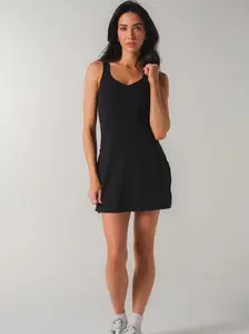 ACTA Evo Dress with Built-In Shorts & Side Pockets – Removable Padding, Sweetheart Neckline, Sculpting Fit Tennis & Workout Dress