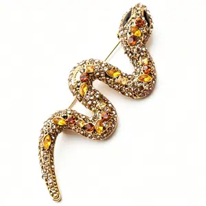 Vintage Luxury Zodiac Snake Brooch Animal Pin Delicate Rhinestone Unisex Accessory Gift