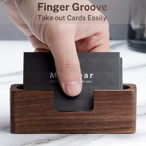 1pc Wooden Business Card Holder - Professional Desk Accessory, Card Desk Organizer, Durable Office Display Stand with Multiple Compartments, Dark Wood Finish, Ideal for Organizing Cards and Enhancing Workspace Aesthetics