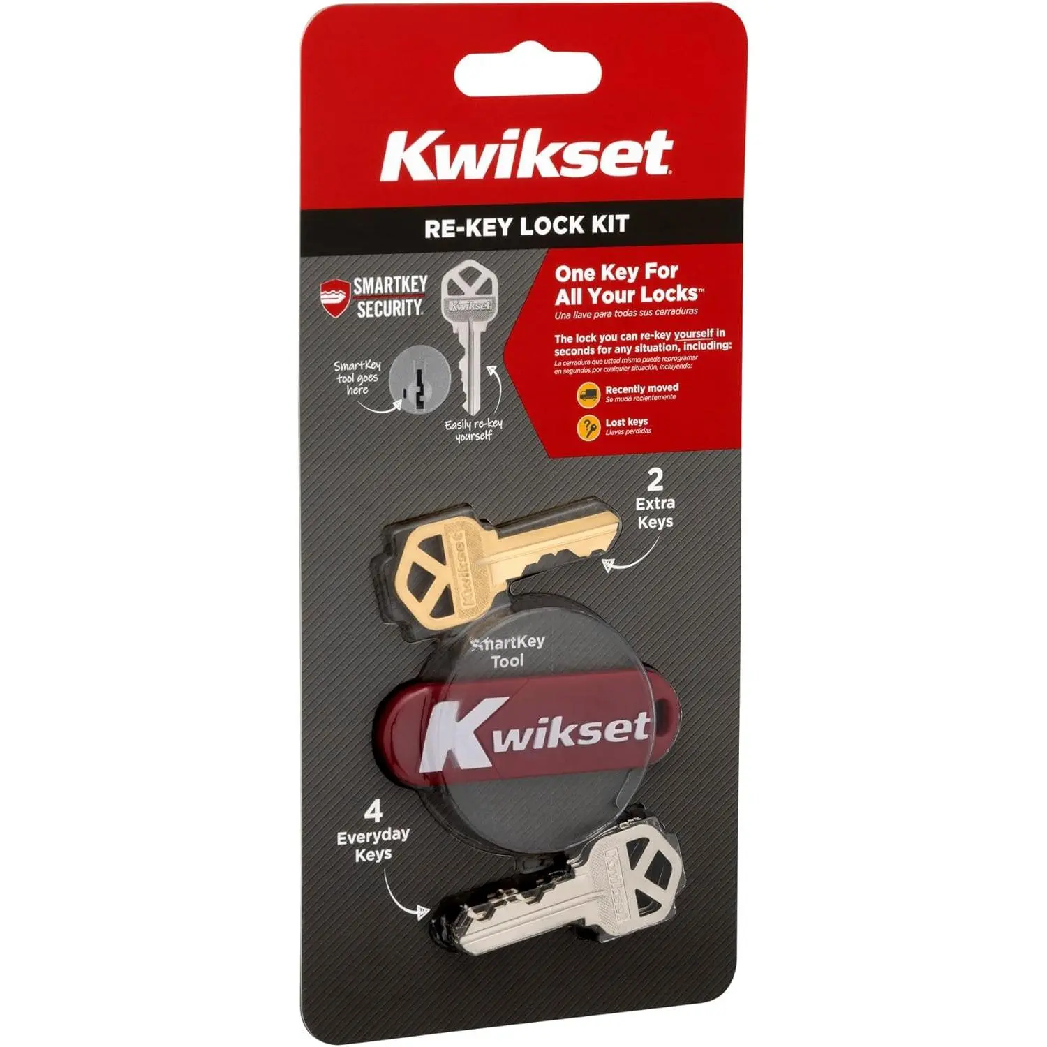 Kwikset SmartKey Metal Self-Rekeying Kit - 1 Pack Keys + Tool for Residential Door Home Security, Tenant Move-Outs, Anti-Pick, Easy Key Retention (Assembly Required; Not Compatible with Non-SmartKey Locks)