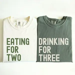 Matching Pregnancy Shirts - Premium Soft Graphic Tee, Eating for Two Drinking for Three Tee, Baby Reveal Outfit, Expecting Parents Gift