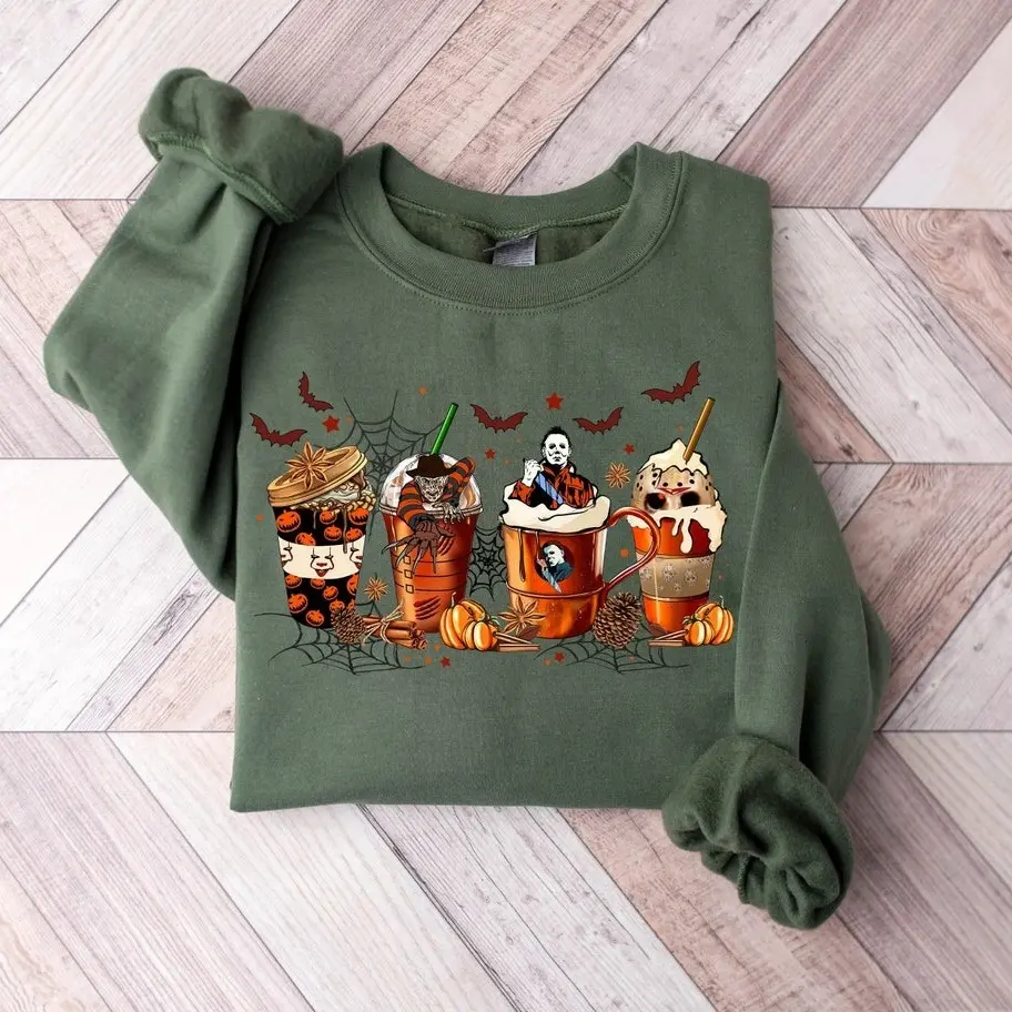 Spooky Coffee Halloween Sweatshirt, Fall Coffee Shirt, Halloween Movie Shirt, Coffee Lover Gift, Fall Crewneck Sweater, Stay Spooky Sweatshirt