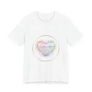 Lucky Girl 2026 Heart Tee | manifest luck, angel number shirt