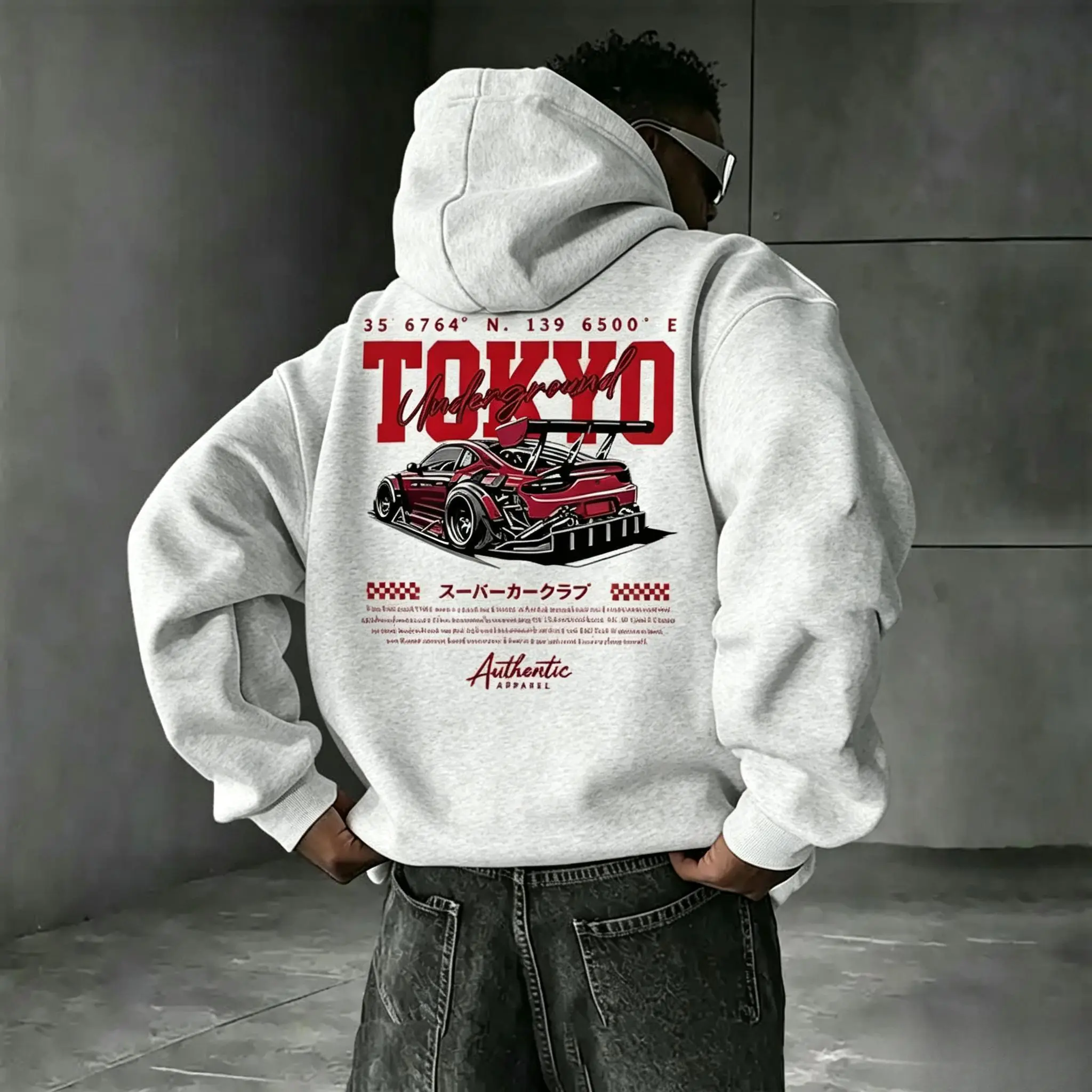 Unisex Underground Racing Print Hooded Sweatshirt, American Street Racing Graphic, Loose Pullover Hoodie for Men and Women, Retro Casual Top Unisex hoodie