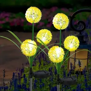 2pc Solar Dandelion Stake Lights, Lawn Decorative Lights, Colorful/warm, Outdoor Courtyard, Garden Decoration, Wedding Setup, Roadside Lighting