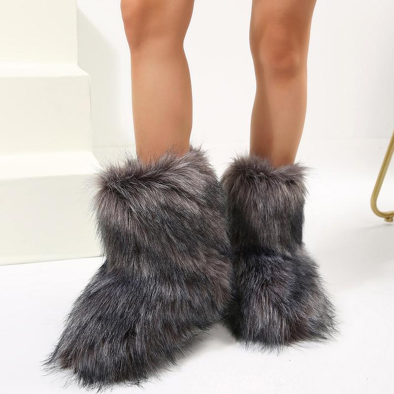 Women's Plush Snow Boot Comfortable Round Toe Warm Snow Boots Fashion Winter Indoor Outdoor Shoes