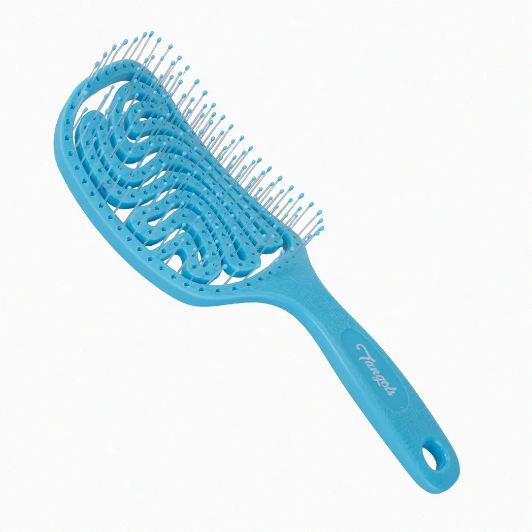 Tangols Gentle Detangler Hair Brush | Blue, Eco-Friendly, Ergonomic Spiral Design, Ultra-Soft Nylon Bristles for All Hair Types