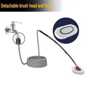 Portable 41-inch Automatic Water Car Wash Mop For Home And Outdoor Use, Featuring A Soft Brush Head To Prevent Scratches, Includes A 10-meter Hose That Connects To A Water Faucet, Suitable For Cleanin