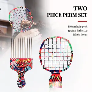 2 Piece Natural Hair Styling Tool Set, Twisting Wave Hairdresser Tool with Abs Handle, Ideal for African Twist and Curly Hair, Durable Sponge Comb for Hairstyling Heatless Haircare