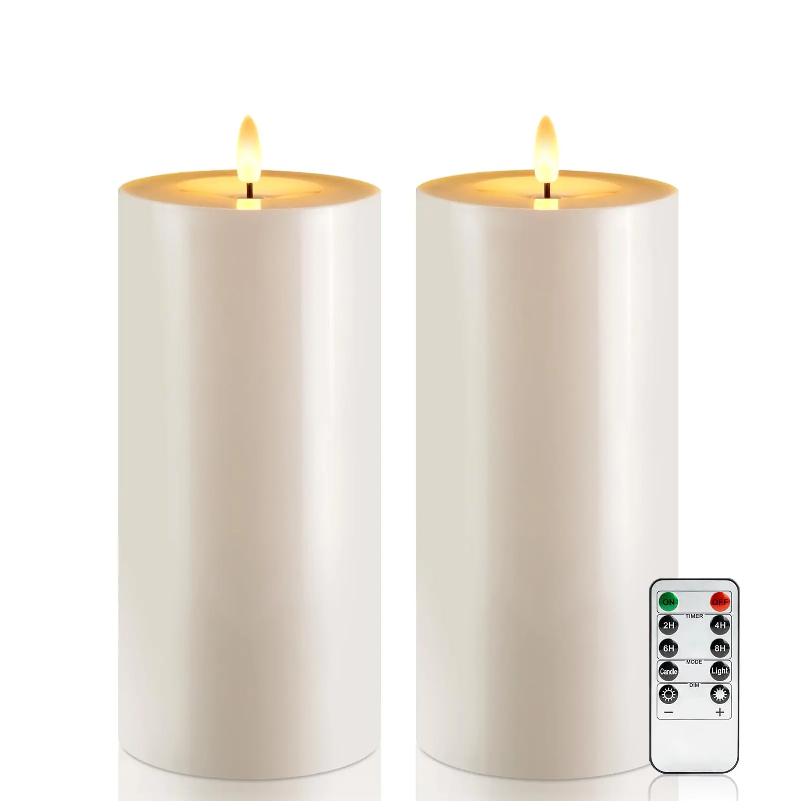 2Pcs 4'' X 11'' Large Waterproof Outdoor Flameless Candle, Battery Operated LED Candles with Remote Control and Timer, Electric Fake Plastic Pillar Candles, Ivory Atmosphere Lighting Multifunctional Ambient Lights Back to School Summer Sale Deals