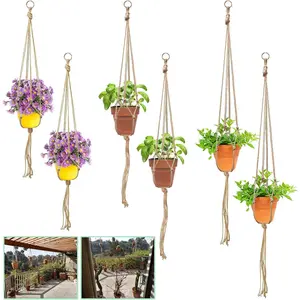 6 count Macrame  Hanger, 3 Sizes Indoor   Holder   Holder  Hangers  Planters for Indoor  for  Patio Garden