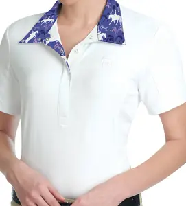 ROMFH Ladies Lindsay Show Shirt - Short Sleeve with Peekaboo Collar & Spandex Fabric for Comfort & Protection