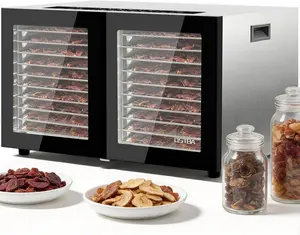 OSTBA Dual Zone Food Dehydrator with 20 Stainless Steel Trays, 1300W Dual Layer, 180℉ Adjustable Temperature, 48H Digital Timer, 10 Presets for Jerky, Meat, Fruit, Herbs, Home & Commercial Use