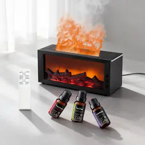 2-in-1 Air Humidifier & Essential Oil Diffuser | 7-Color Flickering Flame LED Light | Add Water + 5 Drops of Oil for Hydration & Calming Aroma | Decorative for Aromatherapy & Home Fragrance