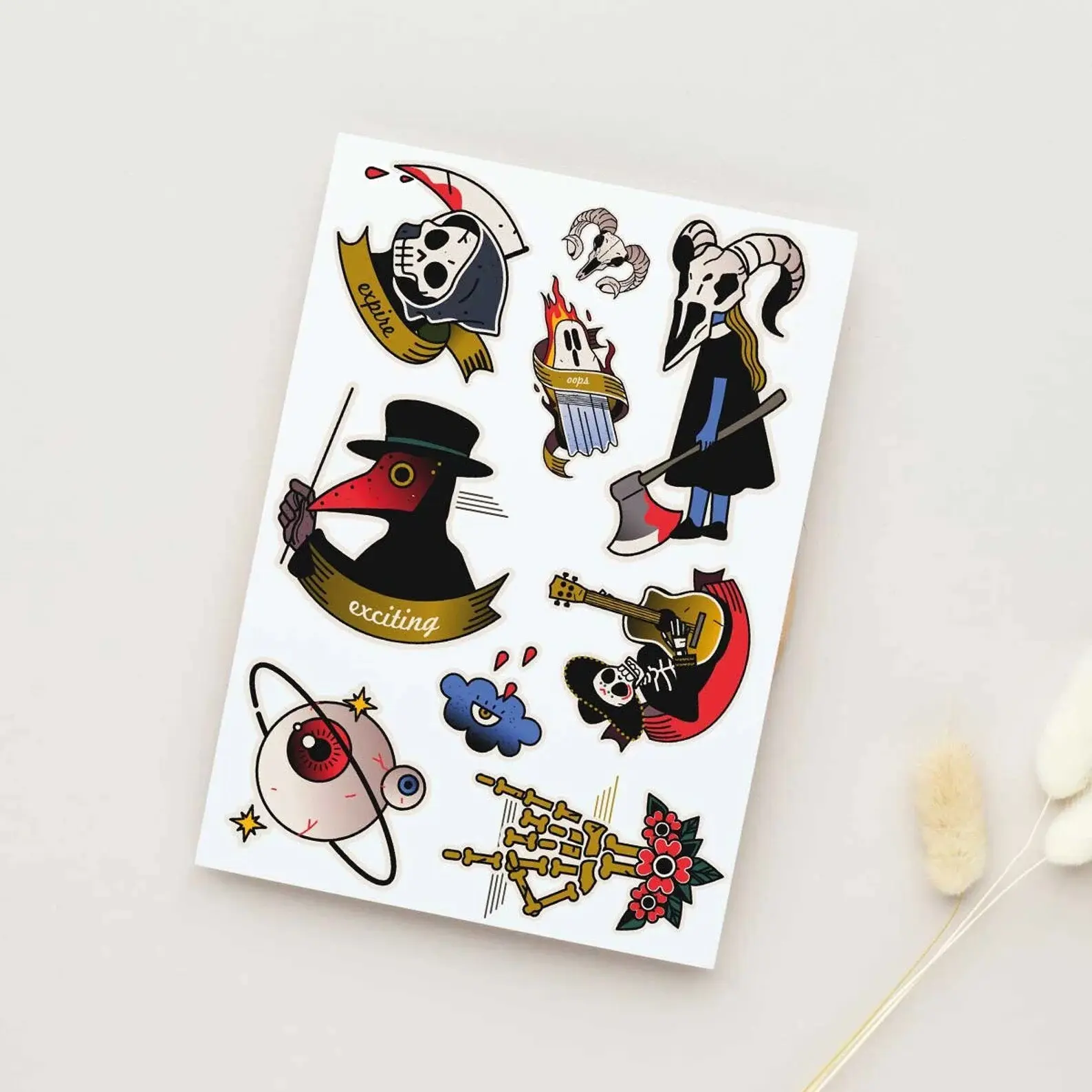 Halloween Party Temporary Tattoos, Waterproof Spooky Body Art Stickers, Ghost Pumpkin Witch Bat Designs, Party Favor Supplies for Kids and Adults
