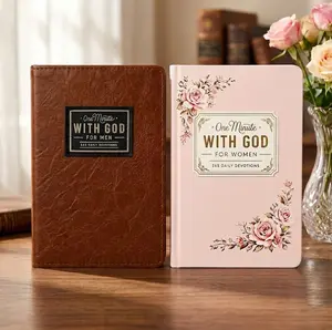 365 Daily One Minute With God Devotional Journal | Faux Leather Christian Notebook Set for Him & Her, Perfect Faith Gift for Couples