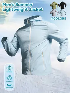 Men's Summer Lightweight Sun Protection Skin Jacket | Quick Dry Water Resistant Hooded Windbreaker | Breathable Outdoor Casual Sports Coat for Hiking, Running, Travel, Fishing, Cycling - 4 Colors Available