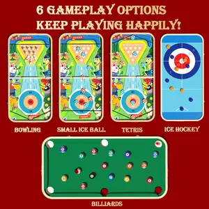 5-in-1 Tabletop Game Set for Kids | Mini Pool Bowling Ice Hockey | Family Game Night Toy