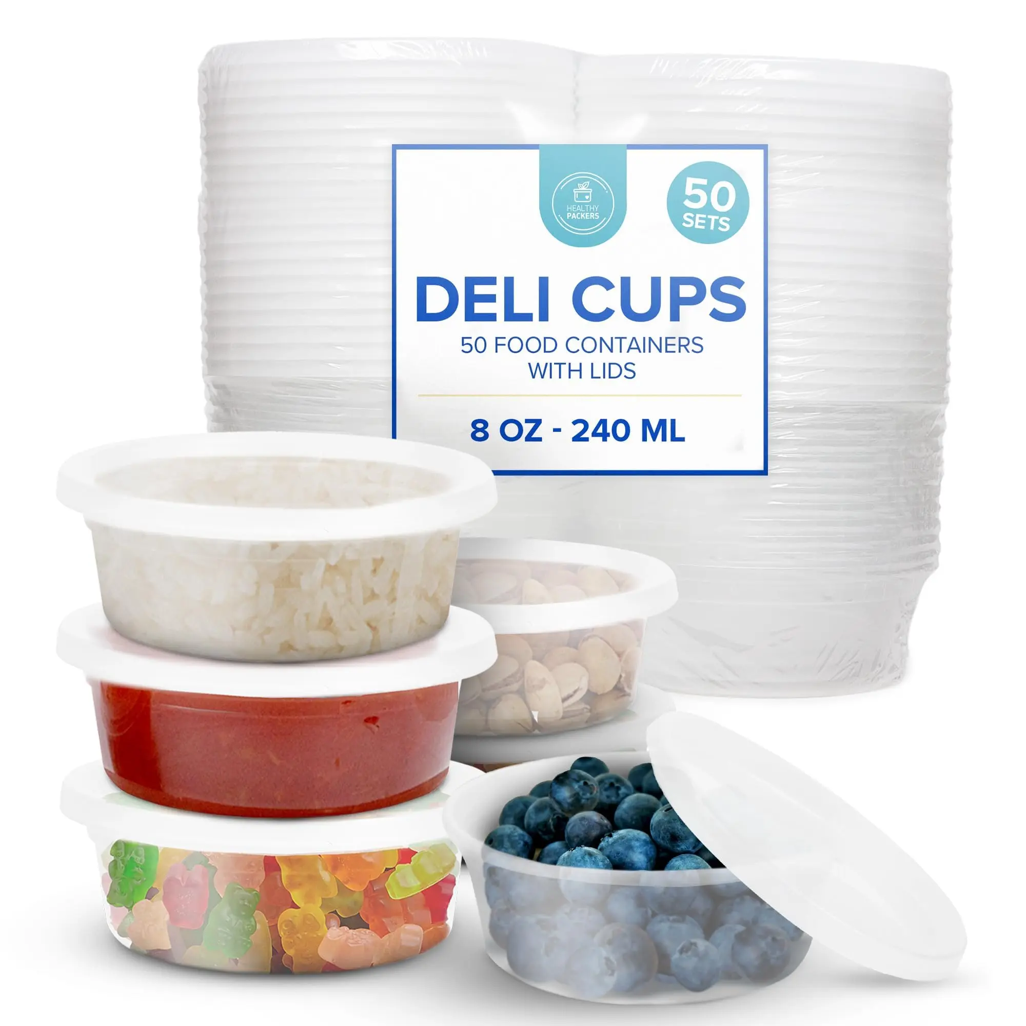 Healthy Packers Food Storage Containers with Airtight Lids Clear Plastic Food Storage Jars Great for Your Slime Kit BPA Free Leakproof Microwaveable Reusable Dishwasher Freezer Safe