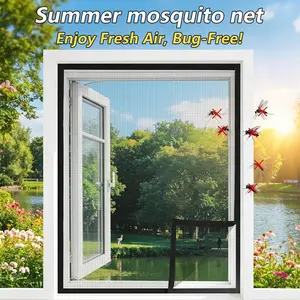 Window Screen Kit, High-Density Nano PP Mosquito Net for Home Windows, Removable and Reusable Insect Protection Mesh, Black (Various Sizes)