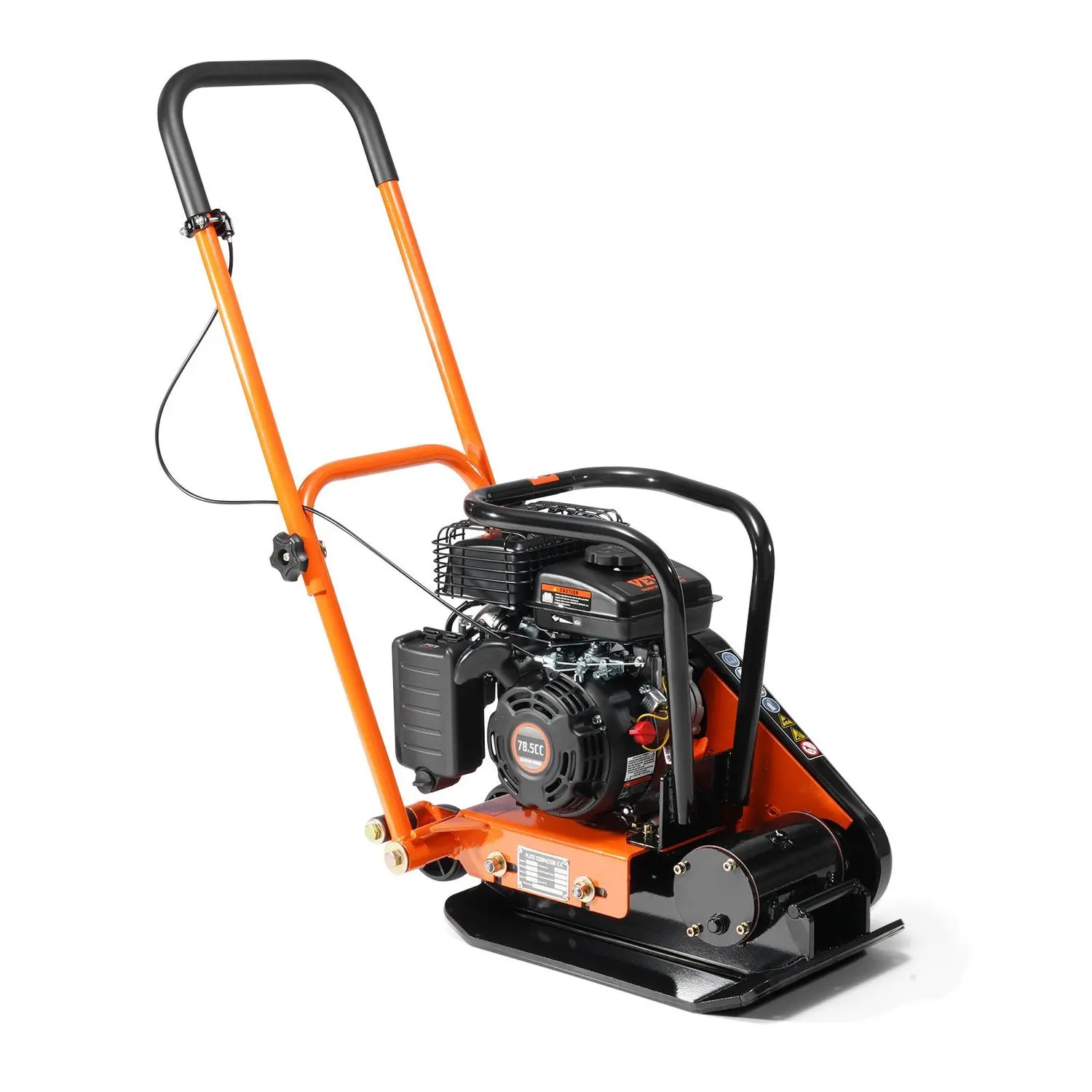 Gas-Powered Vibratory Compactor - 2.8HP 78.5 cc Steel Engine, 5250 RPM, 1920 lbs High Vibration Force, 105.8 lbs, 221 in² Stamped Steel Plates (18.7x11.8in, 8 mm Thickness), EPA-Compliant for Walkway Paving, Patios, 2.8Hp Engine