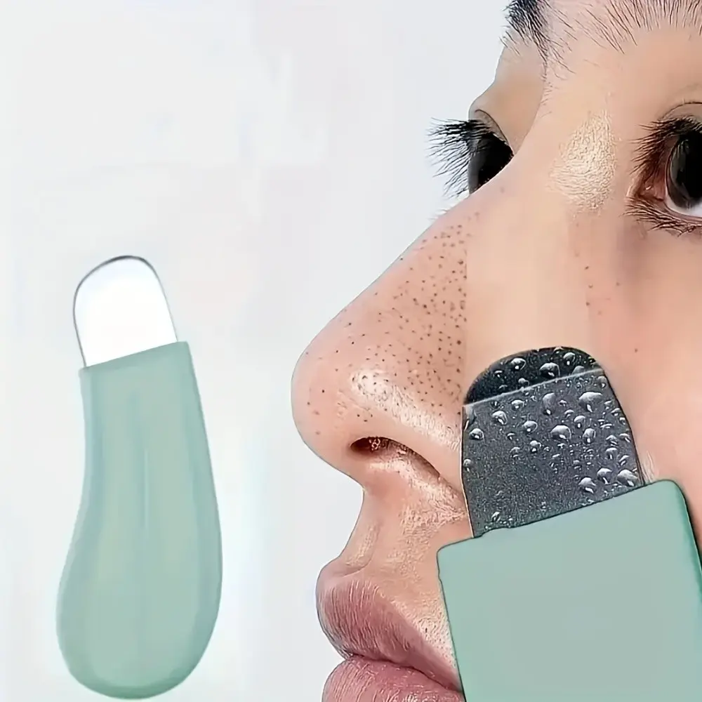 Blackhead Gentle Facial Pore Cleanser Tool, Non-Electric Skincare Brush, Pore Scrubbing Brush, Textured Surface, Mint Handle, Pore Cleaning Accessories, Portable Beauty Tool
