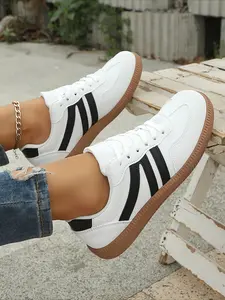 Women's Walking Comfort Shoes, PU Leather Upper, Rubber Sole, Casual Style, All Seasons, Less Than Ankle Height, Plain Pattern, Sports Shoes