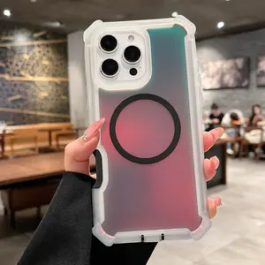 Anti-Drop Magnetic Phone Case for iPhone 17 Pro Max 17 16 15 14 13, Shiny Laser Design, Shockproof Protection, Stylish and Durable Cover Casing