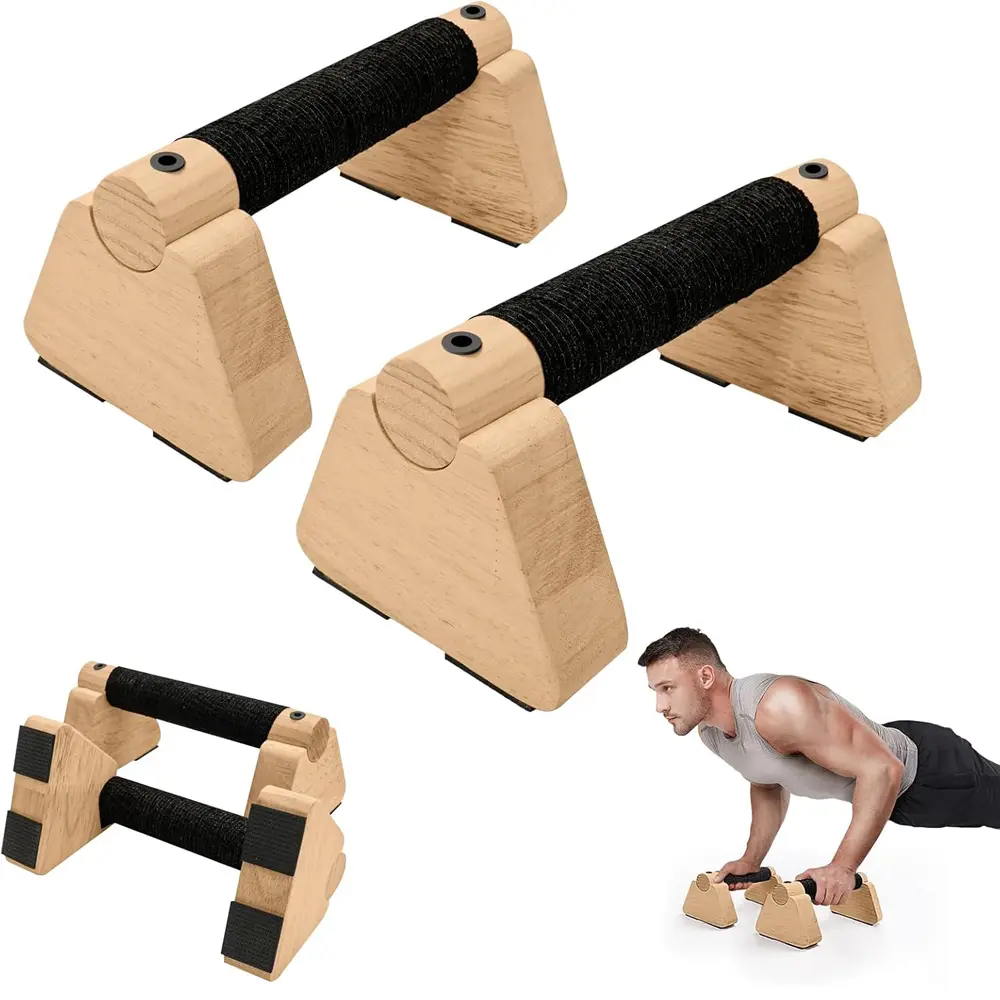 2pcs Wooden Push Up Bar, For Home Workout Parallettes Bars, Home Workout Gear, Strength Training Equipment, Workout Fitness Equipment, Push-up Stand Exercise Equipment Handstand Blocks for Men and Women