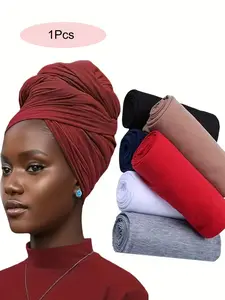 Elastic Headscarf Turban, Solid Color Super Soft Ultra Long Breathable Headband, Women's Casual Breathable Headscarf, 1 Piece