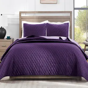 California King Size Quilt with Pillow Shams, Lightweight Quilts Cal King Size, Bedspreads Coverlets for Seasons - (Deep Purple, 112"x104")