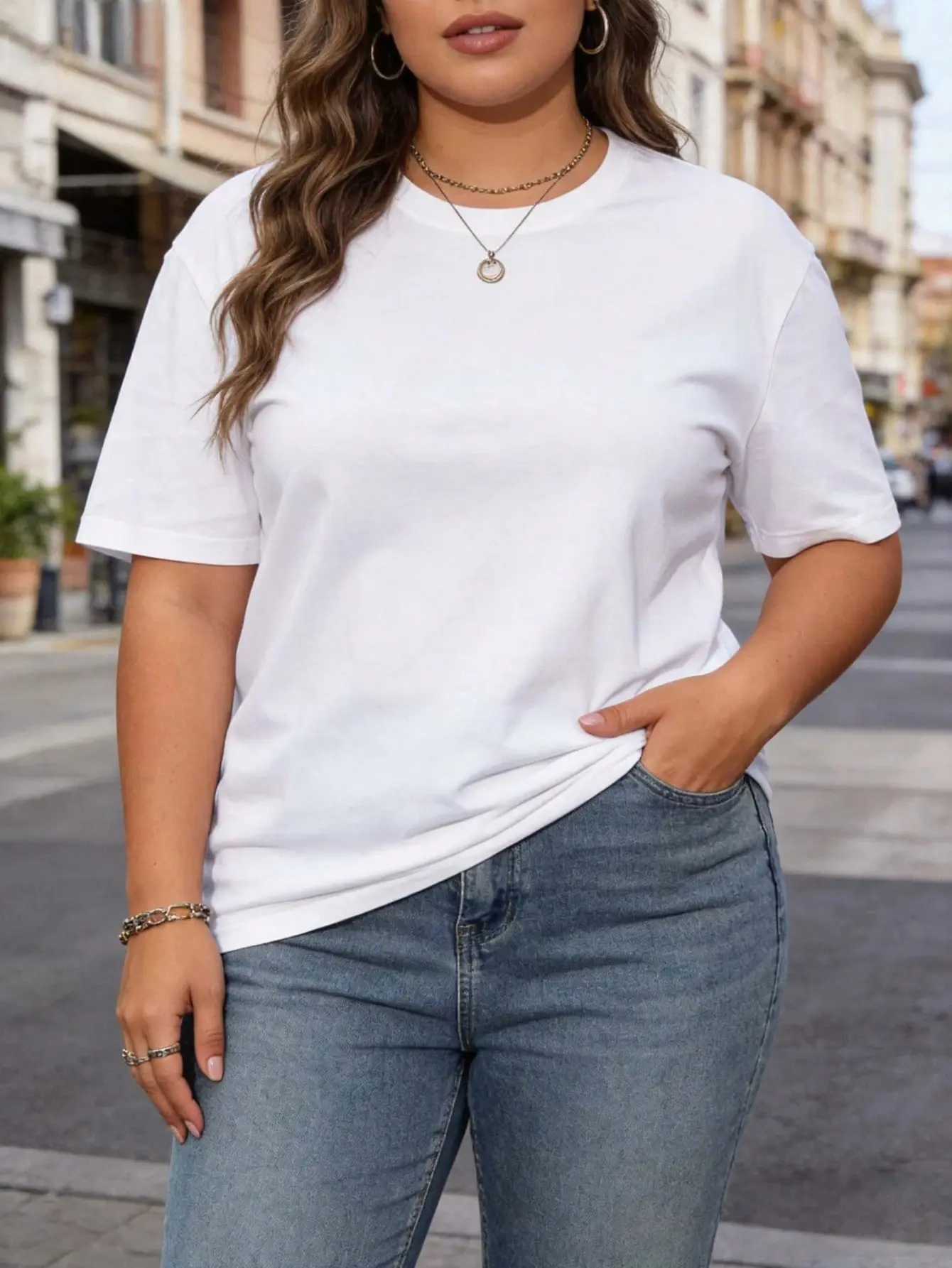 Plus Size Ladies' T-Shirts, Casual Short-Sleeved T-Shirts, Suitable For Everyday Wear-Machine