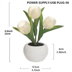 Tulip Lamp LED Simulation Tulip Night Light with Vase Table Lamp Decoration Suitable for Home Living Room Desktop Decoration Holiday Gift Mood Decoration Lamp