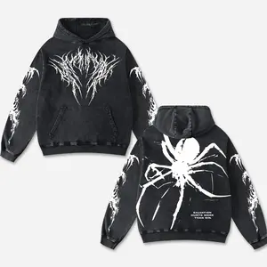 Retro Salvation Hurts More Than Sin Washed Black Gothic Hoodie Cotton With Demon Tribal, Dark Streetwear Graphic Shirt, Dark Art Clothing Motorcycle Motorbike Supermotor Fan Gear