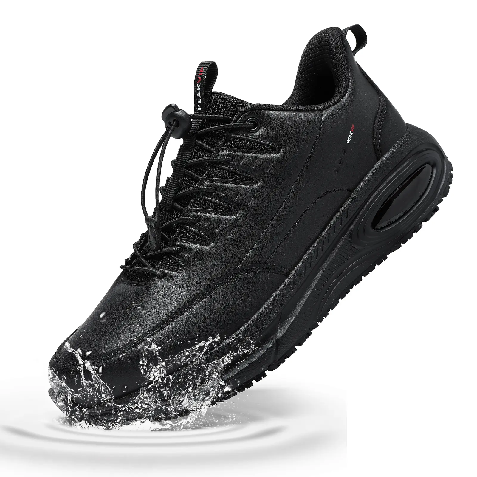 PEAKVIP Men's Wide Toe Anti-Slip Kitchen Work Shoes - Waterproof, Oil-Resistant, Comfortable, PU Mesh, Rubber Sole Sneakers for Restaurant Food Service PE25004M