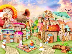 HUADADA 100 Pieces "Mushroom Room" Holiday Gift Family Game  Jigsaw Puzzle for kids Decorative Painting Decompression Entertainment
