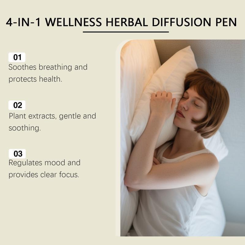 Herbal Care Stick Set - 4 Counts with Gentle Ingredients Nourish Comfortable Body Four Unique Recipes Natural Scent for Daily Breathing Regulation