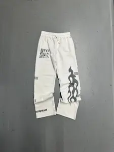 Wealthy Brand "Rockstar" Studded Joggers - White
