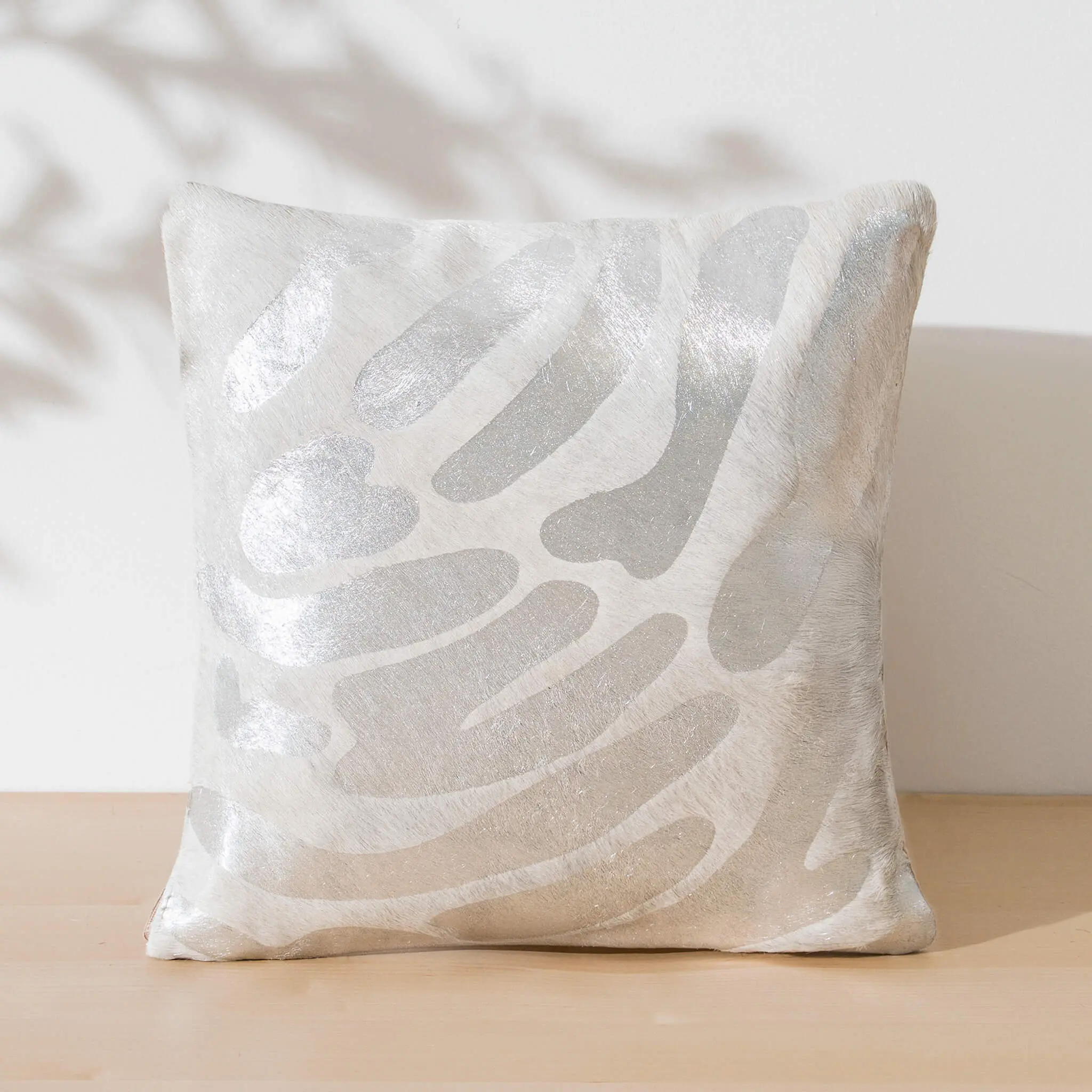 Zebra Silver Cowhide Pillow