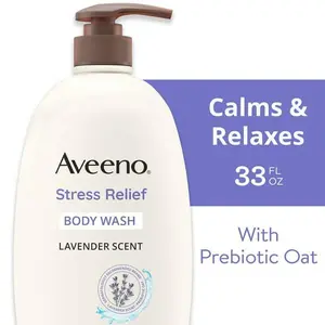 Aveeno Stress Relief Body Wash Soap with Oat, Lavender Scented Shower Gel, 33 oz