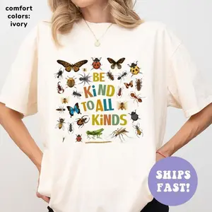 Be Kind To All Kinds Shirt, Entomology Shirt, Bug Lovers Shirt, Entomologist Gift, Insects Shirt, Retro Bugs Shirt